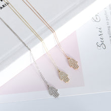 Load image into Gallery viewer, NEW Diamond Hamsa Pointing Down Necklace