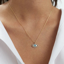 Load image into Gallery viewer, Diamond and Mother of Pearl Evil Eye Necklace