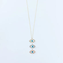 Load image into Gallery viewer, Diamond and Mother of Pearl Evil Eye Necklace