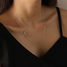 Load image into Gallery viewer, Cross & Evil Eye Minimalist Necklace