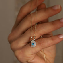 Load image into Gallery viewer, Evil Eye Mother of Pearl Minimalist Dorica Necklace