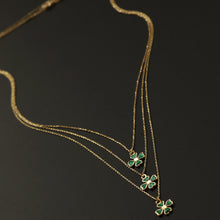 Load image into Gallery viewer, Green Enamel Four-Leaf Gold Clover Necklace