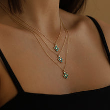 Load image into Gallery viewer, Green Enamel Four-Leaf Gold Clover Necklace