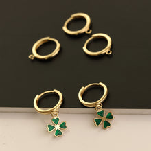 Load image into Gallery viewer, Green Enamel Four-Leaf Clover Earrings