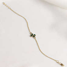 Load image into Gallery viewer, Green Enamel Four-Leaf Gold Clover Bracelet