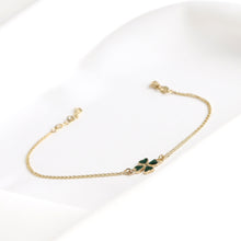 Load image into Gallery viewer, Green Enamel Four-Leaf Gold Clover Bracelet
