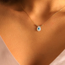 Load image into Gallery viewer, Evil Eye Mother of Pearl Minimalist Dorica Necklace