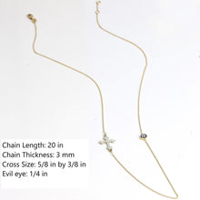 Load image into Gallery viewer, Cross & Evil Eye Minimalist Necklace