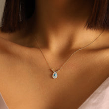 Load image into Gallery viewer, Evil Eye Mother of Pearl Minimalist Dorica Necklace