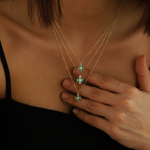 Load image into Gallery viewer, Green Enamel Four-Leaf Gold Clover Necklace