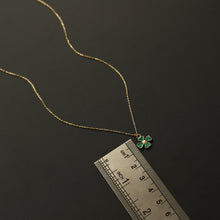Load image into Gallery viewer, Green Enamel Four-Leaf Gold Clover Necklace
