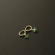 Load image into Gallery viewer, Green Enamel Four-Leaf Clover Earrings