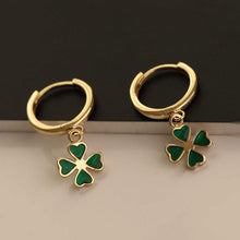 Load image into Gallery viewer, Green Enamel Four-Leaf Clover Earrings