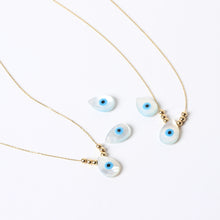 Load image into Gallery viewer, Evil Eye Mother of Pearl Minimalist Dorica Necklace