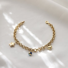 Load image into Gallery viewer, Rolo Chain Tri-Charm Bracelet