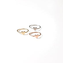 Load image into Gallery viewer, Solitaire Heart Stackable Ring (medium size)