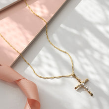 Load image into Gallery viewer, Cross Pendant Necklace on Singapore Chain