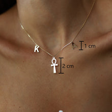 Load image into Gallery viewer, Gold Ankh Necklace with Initials Necklace