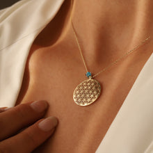 Load image into Gallery viewer, Flower of Life Pendant Necklace with Evil Eye