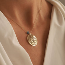 Load image into Gallery viewer, Flower of Life Pendant Necklace with Evil Eye