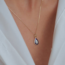 Load image into Gallery viewer, Curved Teardrop Evil Eye Necklace