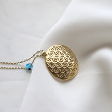 Load image into Gallery viewer, Flower of Life Pendant Necklace with Evil Eye