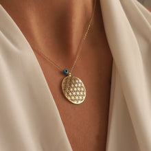 Load image into Gallery viewer, Flower of Life Pendant Necklace with Evil Eye