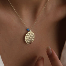 Load image into Gallery viewer, Flower of Life Pendant Necklace with Evil Eye