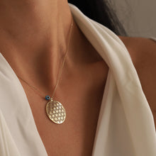 Load image into Gallery viewer, Flower of Life Pendant Necklace with Evil Eye
