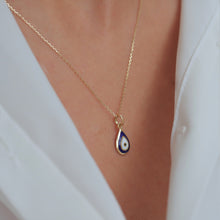 Load image into Gallery viewer, Curved Teardrop Evil Eye Necklace