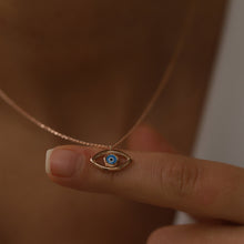 Load image into Gallery viewer, Gold and Enamel Evil Eye Pendant Necklace