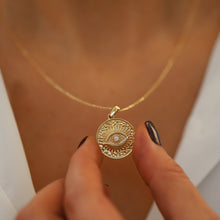 Load image into Gallery viewer, Gold Medallion Sun Eye Necklace