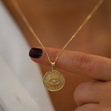Load image into Gallery viewer, Gold Medallion Sun Eye Necklace