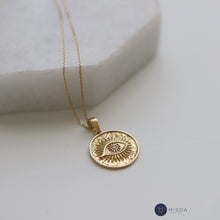 Load image into Gallery viewer, Gold Medallion Sun Eye Necklace
