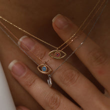 Load image into Gallery viewer, Gold and Enamel Evil Eye Pendant Necklace
