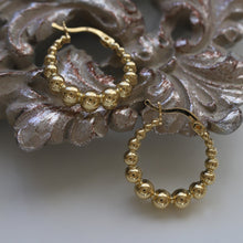 Load image into Gallery viewer, Gold Beaded Hoops Earrings