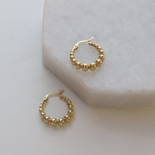 Load image into Gallery viewer, Gold Beaded Hoops Earrings