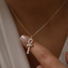 Load image into Gallery viewer, Hammered Effect Ankh Necklace