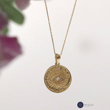 Load image into Gallery viewer, Gold Medallion Sun Eye Necklace