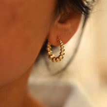 Load image into Gallery viewer, Gold Beaded Hoops Earrings