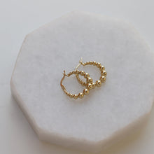 Load image into Gallery viewer, Gold Beaded Hoops Earrings