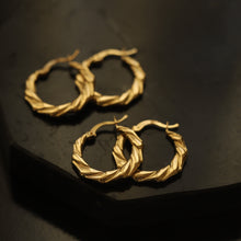 Load image into Gallery viewer, Chunky Gold Creole Bamboo Hoops Earrings