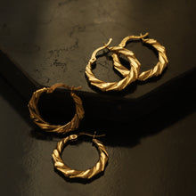 Load image into Gallery viewer, Chunky Gold Creole Bamboo Hoops Earrings