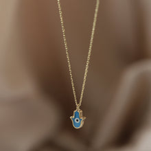 Load image into Gallery viewer, Dainty Turquoise Hamsa Necklace