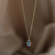 Load image into Gallery viewer, Dainty Turquoise Hamsa Necklace