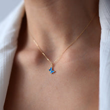 Load image into Gallery viewer, Dainty Blue Butterfly Necklace