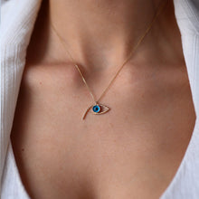 Load image into Gallery viewer, Hammered Effect Evil Eye Pendant Necklace