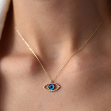 Load image into Gallery viewer, Antique Evil Eye Hammered Effect Pendant Necklace