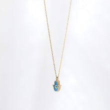 Load image into Gallery viewer, Dainty Turquoise Hamsa Necklace