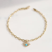 Load image into Gallery viewer, Turquoise Evil Eye Charm Bracelet